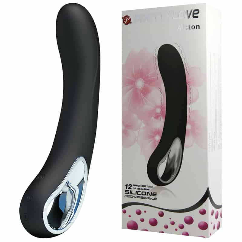 Vibrador Recarregável Ponto G Preto com 12 Vibração – Alston