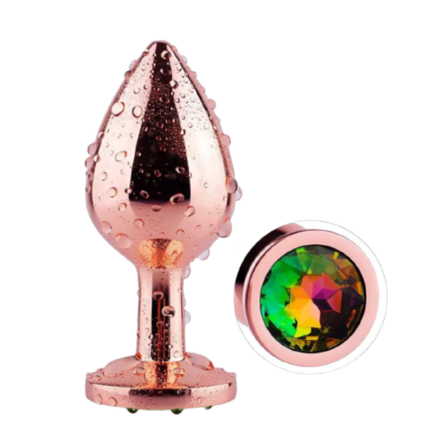 Plug Anal Metalizado em Aço Com Pedra Colorida