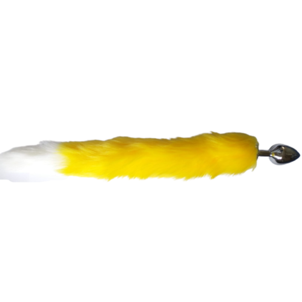 Plug Anal em Alumínio 7cm com Cauda Amarela Ponta Branca - Image 3