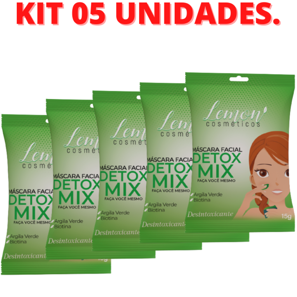 KIT 05 Mascara Facial Detox Argila Verde - Lemon Cosmeticos