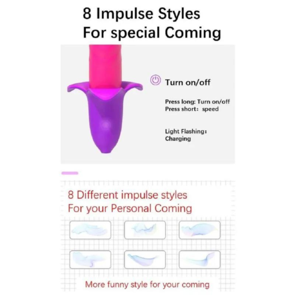 Vibrador Vai e Vem Formato Banana Pink com 10 Vibrações USB - Image 4