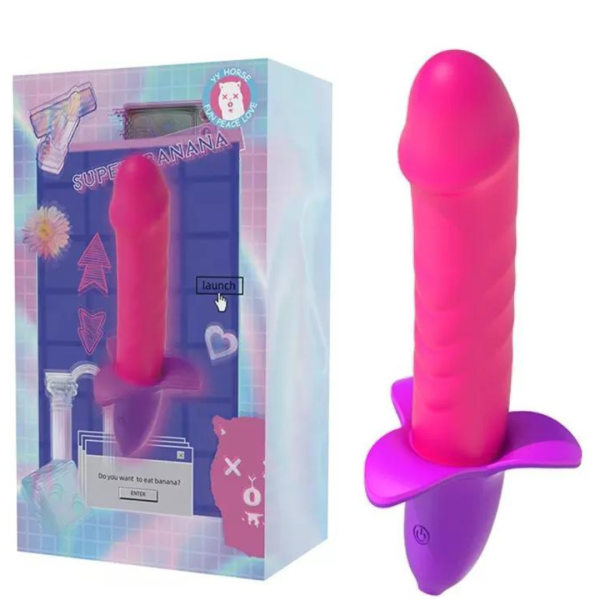 Vibrador Vai e Vem Formato Banana Pink com 10 Vibrações USB