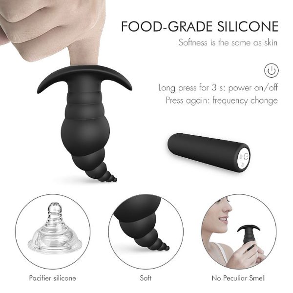 Plug Anal Em Silicone e Vibrador Bullet Cupid RCT 9 Velocidades