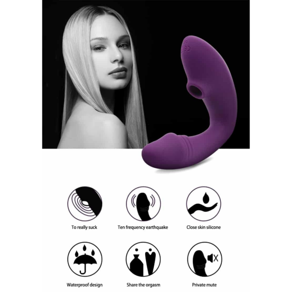 Vibrador de ponto G e Sucção  com 10 Vibrações Recarregável - Image 4