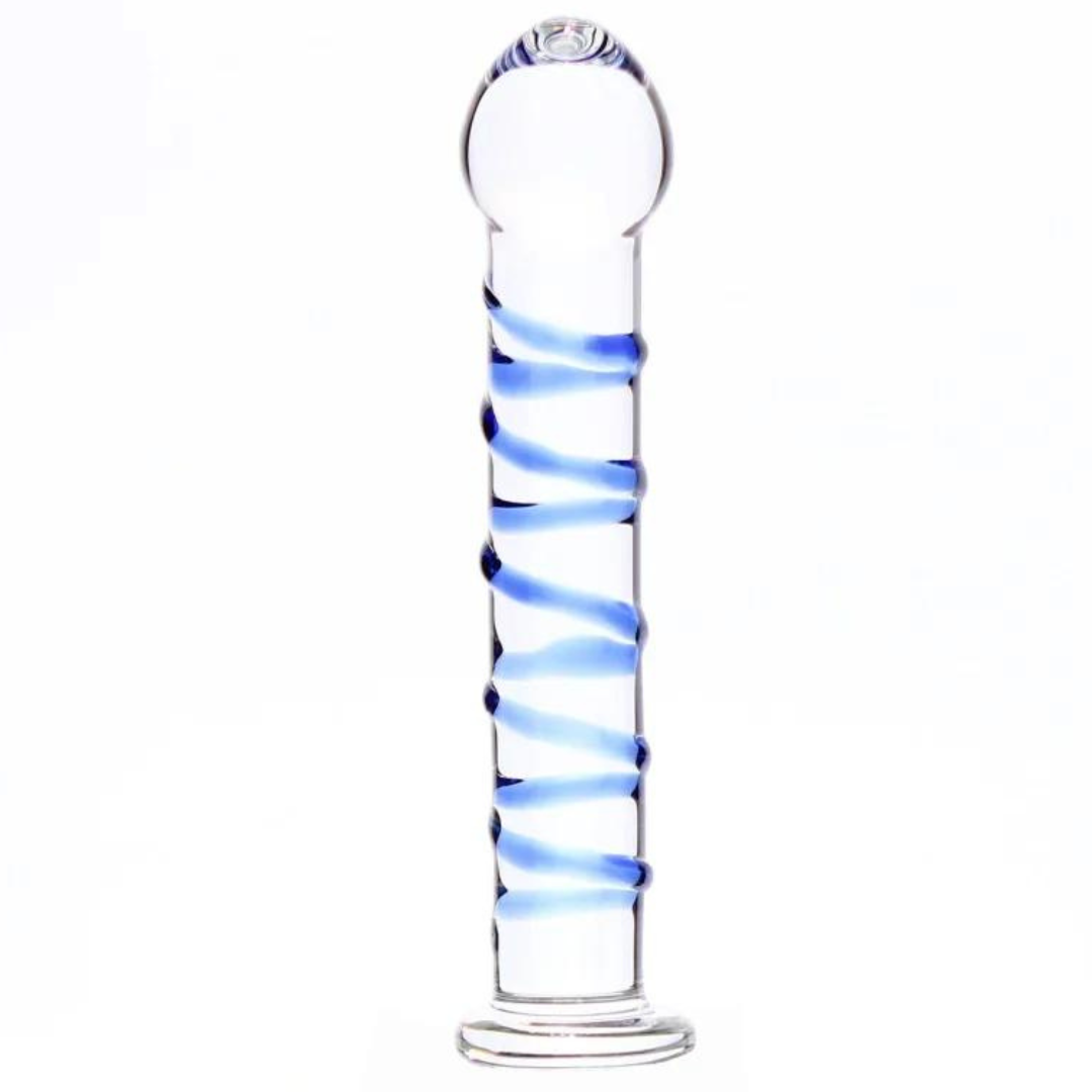 Plug Anal de Vidro Com Base e Veias Azul No Corpo 17 x 3,5 Cm - Imagem 3