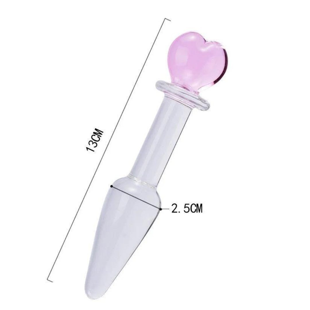 Plug Anal De Vidro Com Coração Na Base 13 x 2,5 Cm - Imagem 2