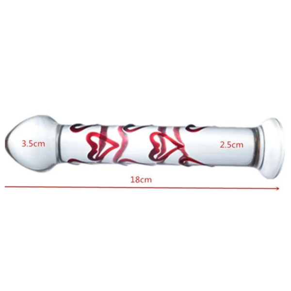 Plug Anal Em Vidro Com Formas de Coração no Corpo 18 x 3,5 Cm - Image 2