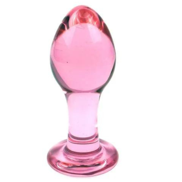 Plug Penetrador Anal Em Vidro Rosa Translucido Grande 9x3,5 Cm - Image 4