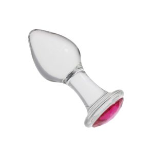 Plug Anal Grande De Vidro Translucido Com Pedra Brilhante