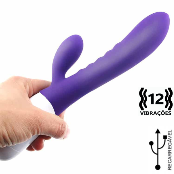 Vibrador com Estimulador do Clitóris 12 Vibrações Recarregável