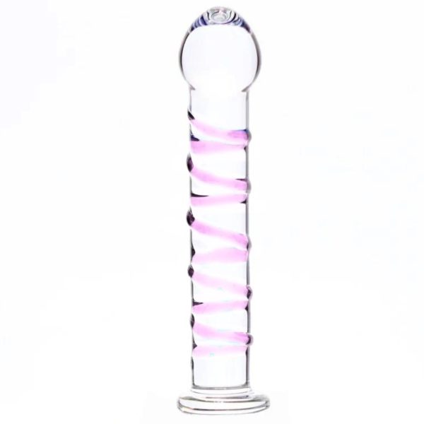 Plug Anal de Vidro Com Base e Veias Rosa No Corpo 17 x 3,5 Cm - Image 3