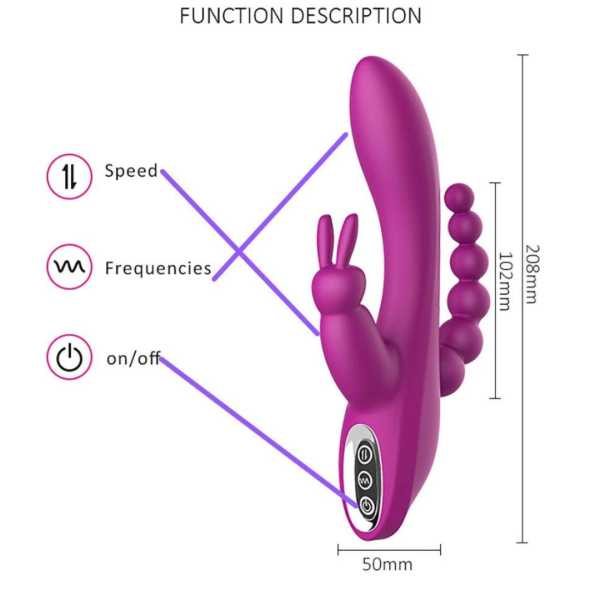 Vibrador Triplo 3 em 1 com 10 Modos de Vibração Recarregavel - Image 6