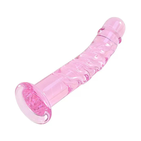 Plug Penis Penetrador Anal em Vidro Translucido Rosa 18x3 Cm - Image 2