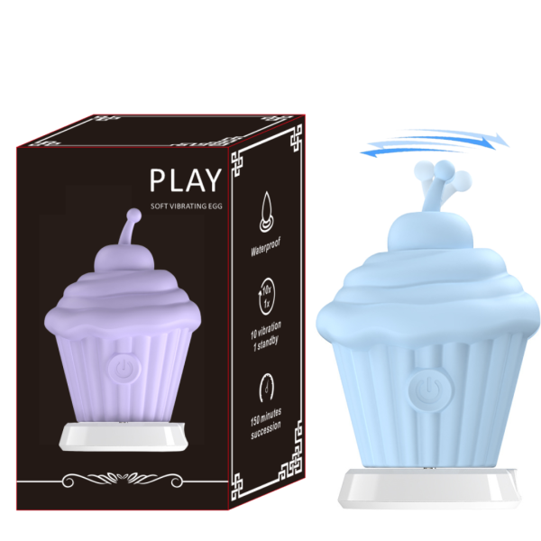 Estimulador de Clitóris Cereja Cupcake Azul Com 10 Vibrações