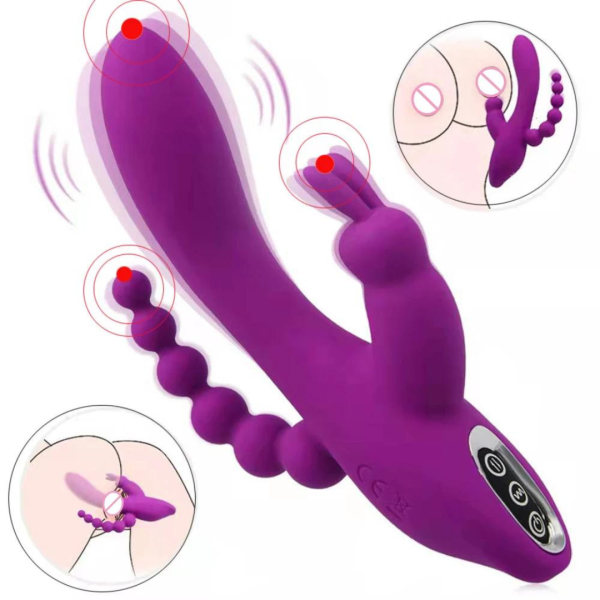 Vibrador Triplo 3 em 1 com 10 Modos de Vibração Recarregavel