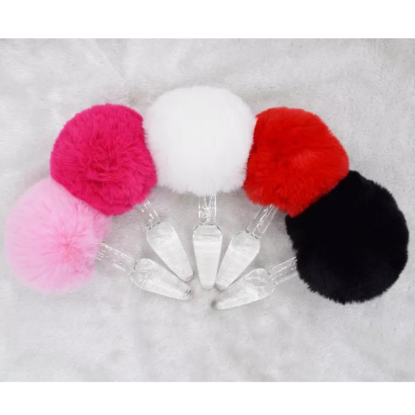 Plug Anal De Vidro Com Pompom Na Base em Pelúcia 10 x 2,5 Cm - Image 3