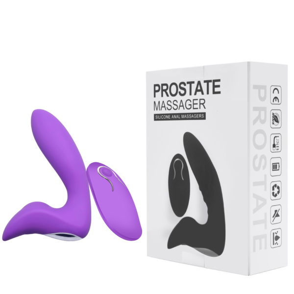 Vibrador Estimulador de Próstata Plug Anal 12 Vibrações Roxo