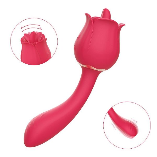 Vibrador de Ponto G com Língua - Formato de Rosa - PRO 2