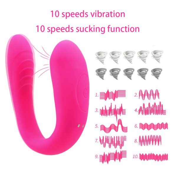 Vibrador de Casal Com 10 Vibrações e Sucção Recarregável - Image 3