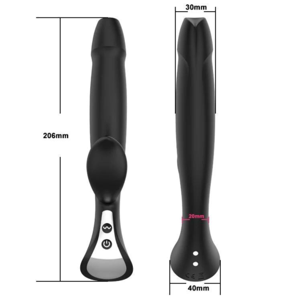 Estimulador Duplo Vibrador Ponto G e Clitóris Preto Recarregável 12 Vibrações - Image 4