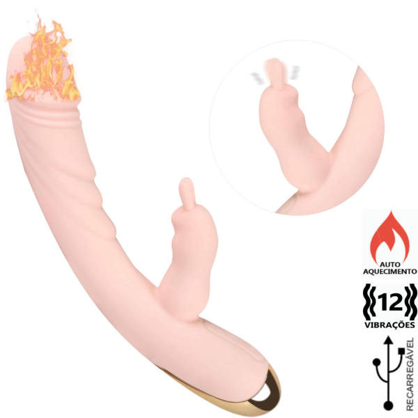 Vibrador Estimulador c/ Aquecimento 12 Vibração Recarregável