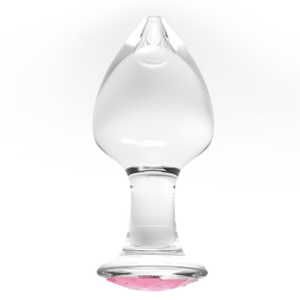 Plug Anal Grande De Vidro Translucido Com Pedra Brilhante