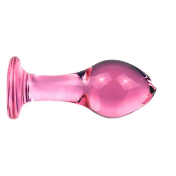 Plug Penetrador Anal Em Vidro Rosa Translucido Grande 9x3,5 Cm - Image 2
