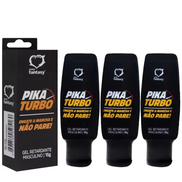KIT 03 Pika Turbo Gel Retardante Masculino 15G Sexy Fantasy