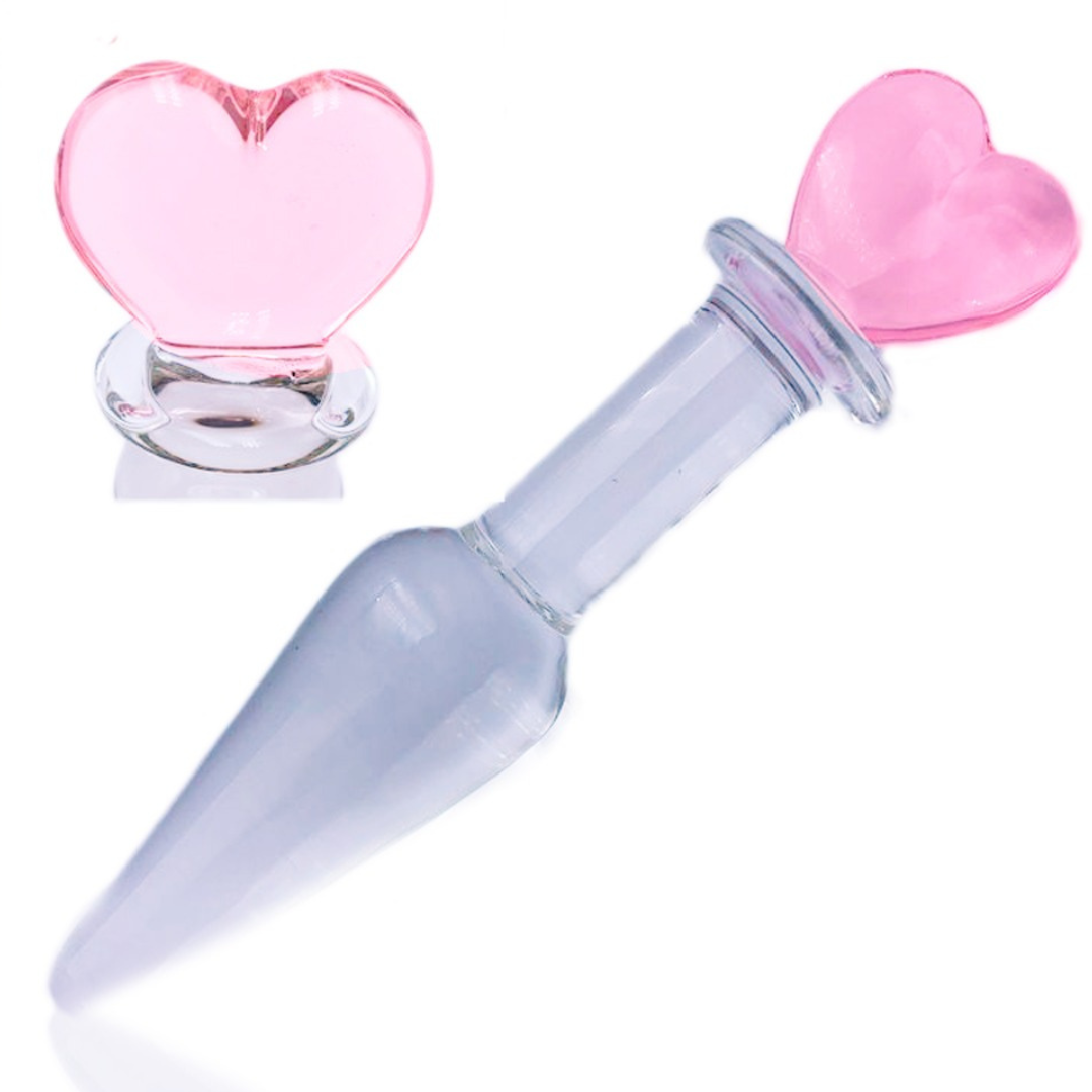 Plug Anal De Vidro Com Coração Na Base 13 x 2,5 Cm