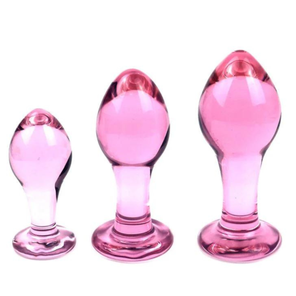 Plug Penetrador Anal Em Vidro Rosa Translucido Grande 9x3,5 Cm - Image 3