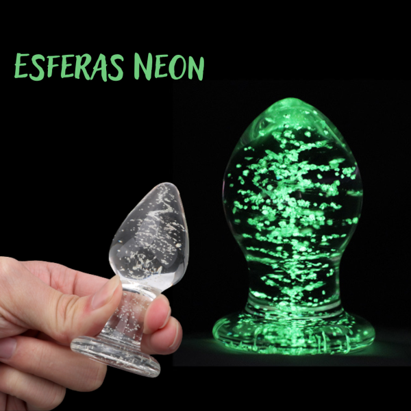 Plug Anal Neon Em Vidro Com Esferas que Brilha No Escuro