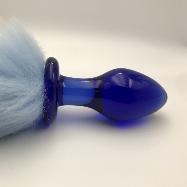 Plug Anal Rabo de Raposa Azul Com Plug de Vidro 10 x 3,8 Cm - Image 3