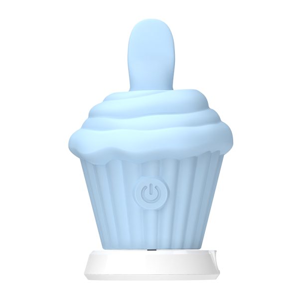 Vibrador Estimulador de Clitóris CupCake Azul com Língua