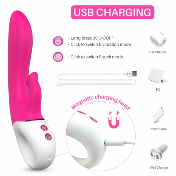 Vibrador Ponto G e Estimulador Com Sugador Clitóris USB Dew - Image 2