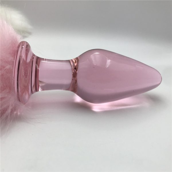 Plug Anal Rabo de Raposa Rosa Com Plug de Vidro 10 x 3,8 Cm - Image 3