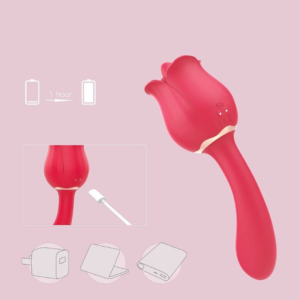 Vibrador de Ponto G com Língua - Formato de Rosa - PRO 2 - Image 5