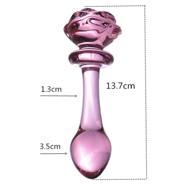 Plug Penetrador Anal em Vidro Rosa Com Botão de Flor 13,7x3,5 Cm - Image 3