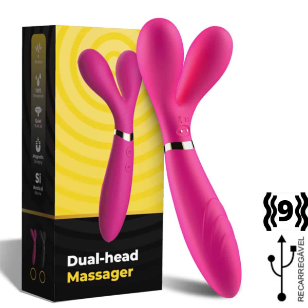 Vibrador de ponta Dupla com 9 modos de Vibração Recarregável