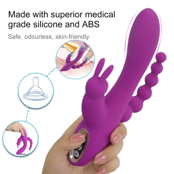 Vibrador Triplo 3 em 1 com 10 Modos de Vibração Recarregavel - Image 8