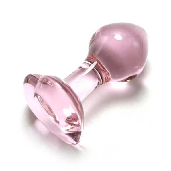 Penetrador Anal Com Plug de Vidro Rosa Com Base de Coração - Image 5