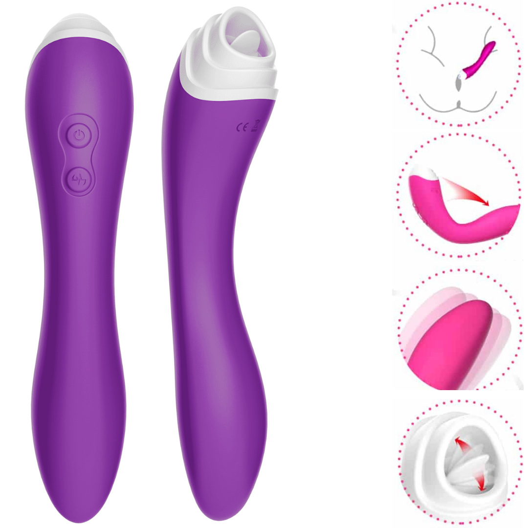 Vibrador Ponto G e Com Língua Estimuladora Recarregável USB