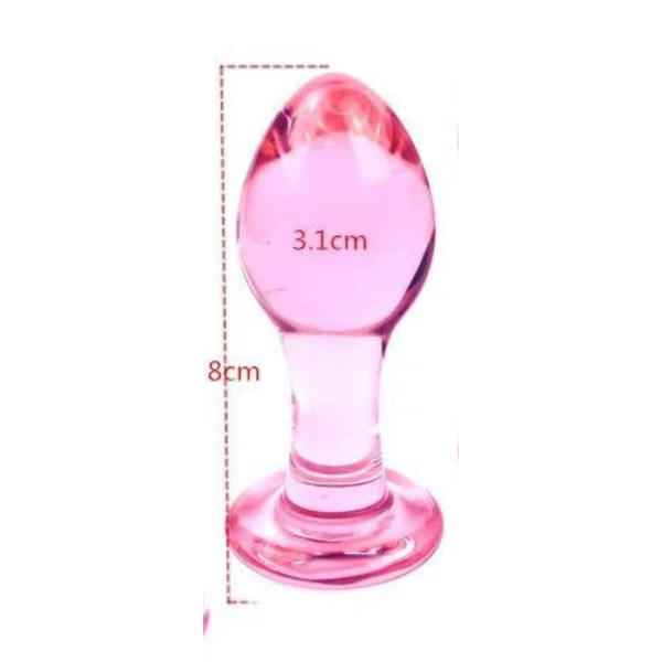 Plug Médio Penetrador Anal Vidro Rosa Cristal 8x3 Cm