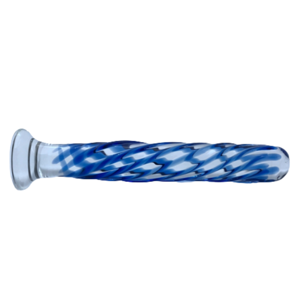 Plug Anal Em Vidro Com Com Espiral Azul 14 x 2 Cm - Image 2