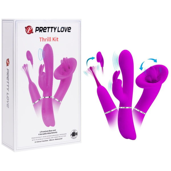 Kit Vibrador Estimulador Versátil Thrill Pretty Love 3 Cabeças