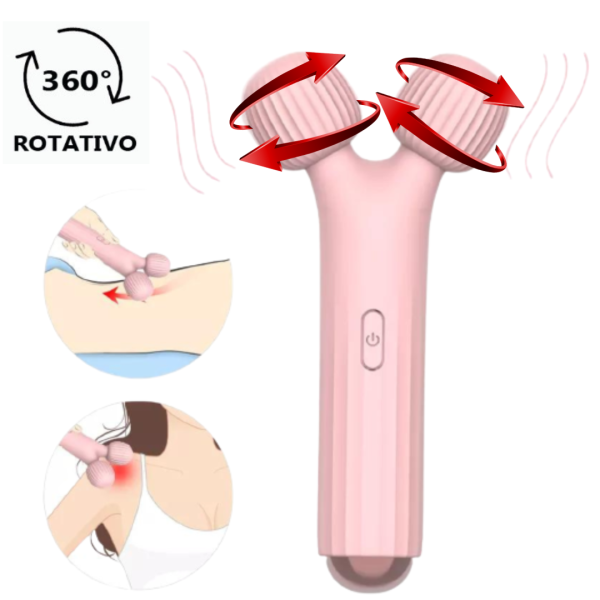 Vibrador Massageador Com Cabeça Dupla Recarregável Rosa Xuanai