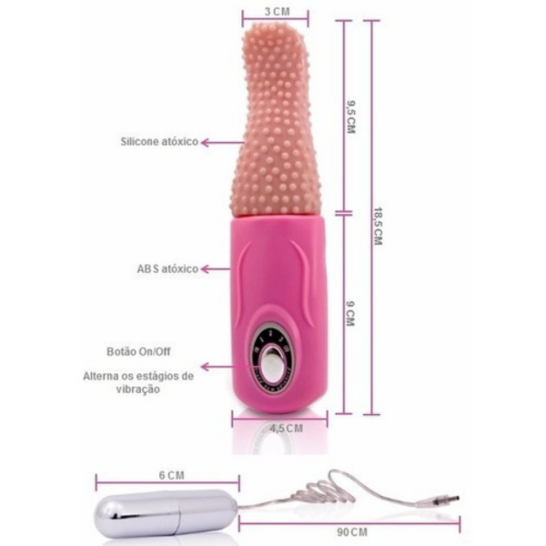 Estimulador Língua com Bullet vibrador, Rotação Recarregável - Image 2
