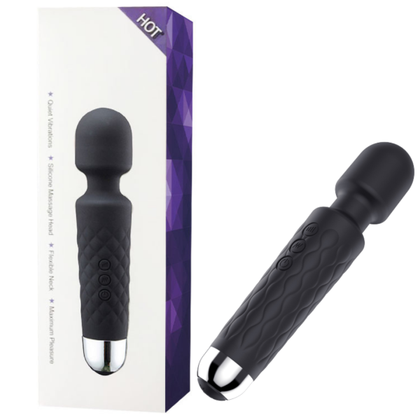 Varinha Magica Vibrador Estimulador de Clitóris Relevo Preto 20 Vibrações