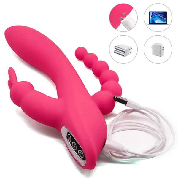 Vibrador Triplo 3 em 1 com 10 Modos de Vibração Recarregavel - Image 7