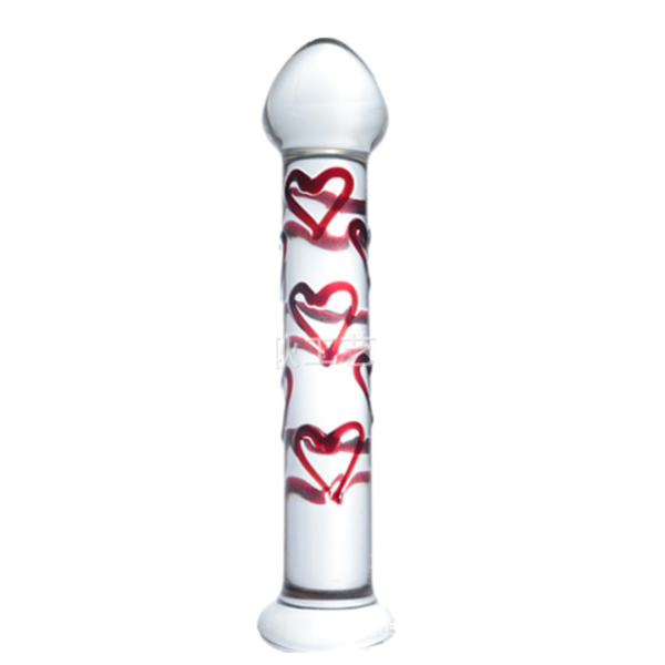 Plug Anal Em Vidro Com Formas de Coração no Corpo 18 x 3,5 Cm
