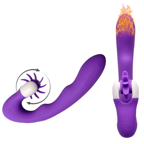 Vibrador Com Estimulador Duplo Clitóris e Ponto G Esquenta